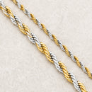 Sanity Jewelry Necklace - Men & Women's 2mm - 16" Silver/Gold "Classic Rope Chain" Necklace - Silver & Gold 2mm, 4mm - 16-30 inch length!