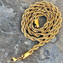 Sanity Jewelry Necklace - Men & Women's "Classic Rope Chain" Necklace - Gold 2mm, 4mm, 6mm - 16-30 inch length!