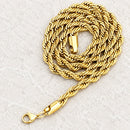 Sanity Jewelry Necklace - Men & Women's "Classic Rope Chain" Necklace - Gold 2mm, 4mm, 6mm - 16-30 inch length!