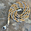 Sanity Jewelry Necklace - Men & Women's "Classic Rope Chain" Necklace - Silver & Gold 2mm, 4mm - 16-30 inch length!