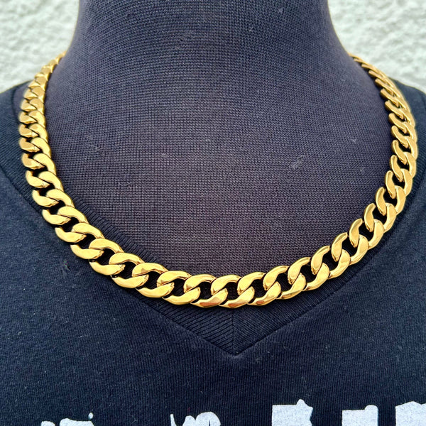 SANITY JEWELRY® Necklace Necklace - Diamond Cut Cuban Link - Gold - 3/8" Wide - CN05