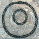 SANITY JEWELRY® Necklace Necklace Figaro - 1/4" Custom - Matte Black Sicilian - FN403