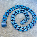 Sanity Jewelry Necklace NEW - Bagger Necklace - "EASY BIKER" - Blue - 3/4" wide