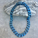 Sanity Jewelry Necklace NEW - Bagger Necklace - "EASY BIKER" - Blue - 3/4" wide