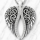 Sanity Jewelry Necklace Pendant Only Angel Heart Wings Pendant - Silver W/White Stones - Custom - Rope Necklace - LAP036