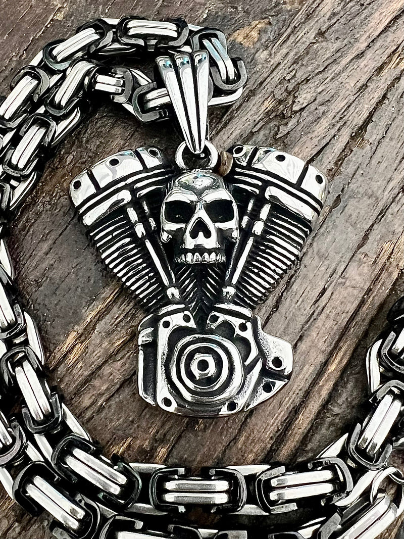 SANITY JEWELRY® Necklace Pendant Only Bone Crusher - V Twin & Skull Pendant - Necklace (838)