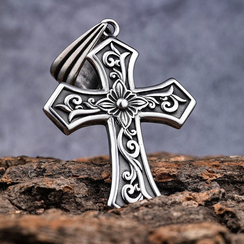 Sanity Jewelry Necklace Pendant Only Cross - Scrollwork Cross Pendant - Necklace (692)