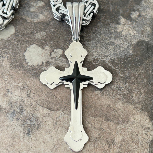 Sanity Jewelry Necklace Pendant Only Cross - Silver & Black Cross Pendant - Necklace SLC477 CLEARANCE