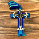 Sanity Jewelry Necklace Pendant Only "Sanity's Combo" - Cross - Risen Cross Blue & Silver Pendant - Necklace (824)