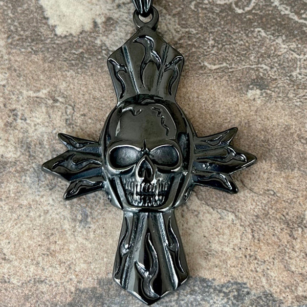 Sanity Jewelry Necklace Pendant Only Skull Cross - Black Pendant - Necklace (808)