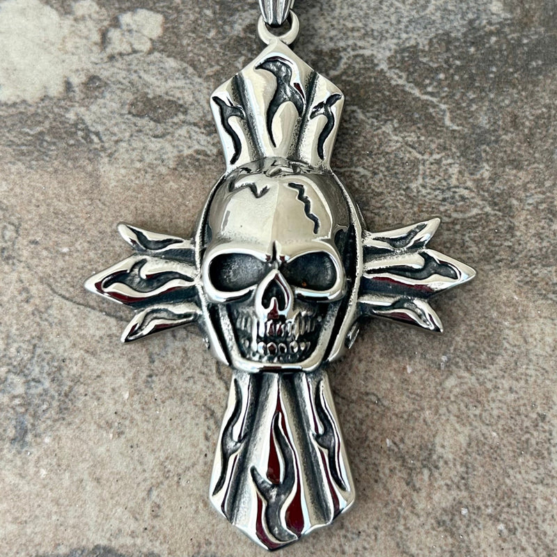 Sanity Jewelry Necklace Pendant Only Skull Cross - Silver Pendant - Necklace (809)