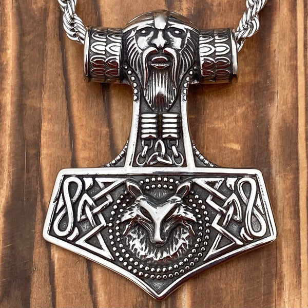 Sanity Jewelry Necklace Pendant Only Viking Hammer Pendant - Large Viking Warrior - Necklace - (244)