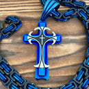 Sanity Jewelry Necklace "Sanity's Combo" - Cross - Risen Cross Blue & Silver Pendant - Necklace (824)