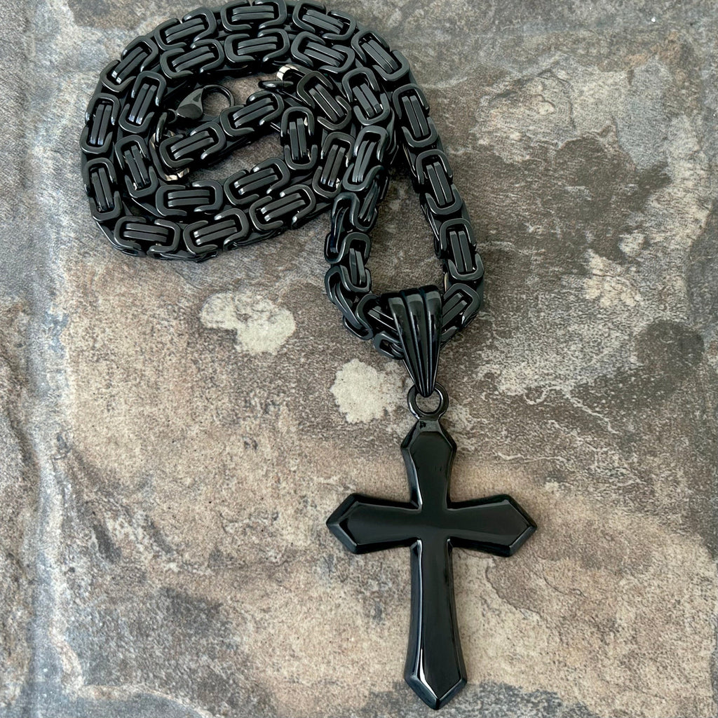 Sanity's Favorite Cross Large Black Pendant Necklace (787)