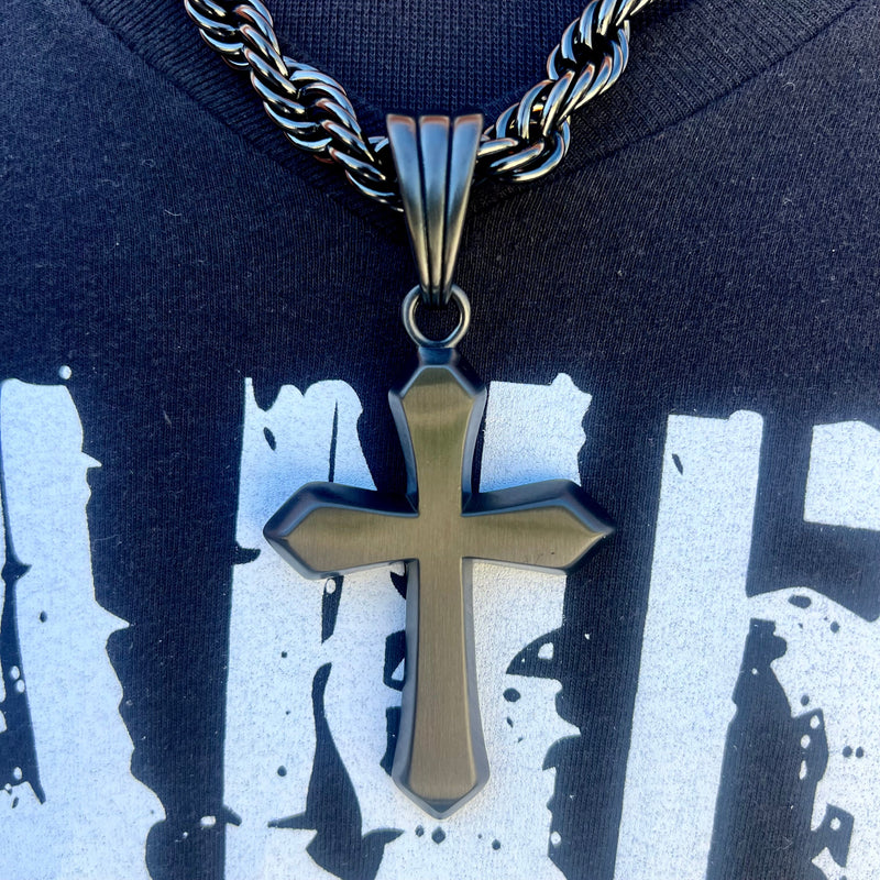 SANITY JEWELRY® Necklace Sanity's Favorite Cross Large - Black - Pendant - Necklace - 787C