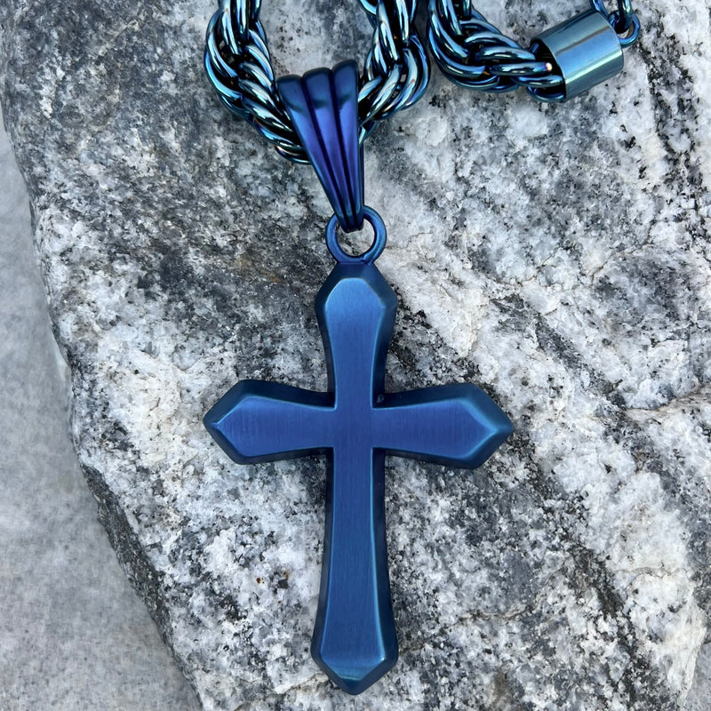 SANITY JEWELRY® Necklace Sanity's Favorite Cross Large - Blue - Pendant - Necklace - 818C