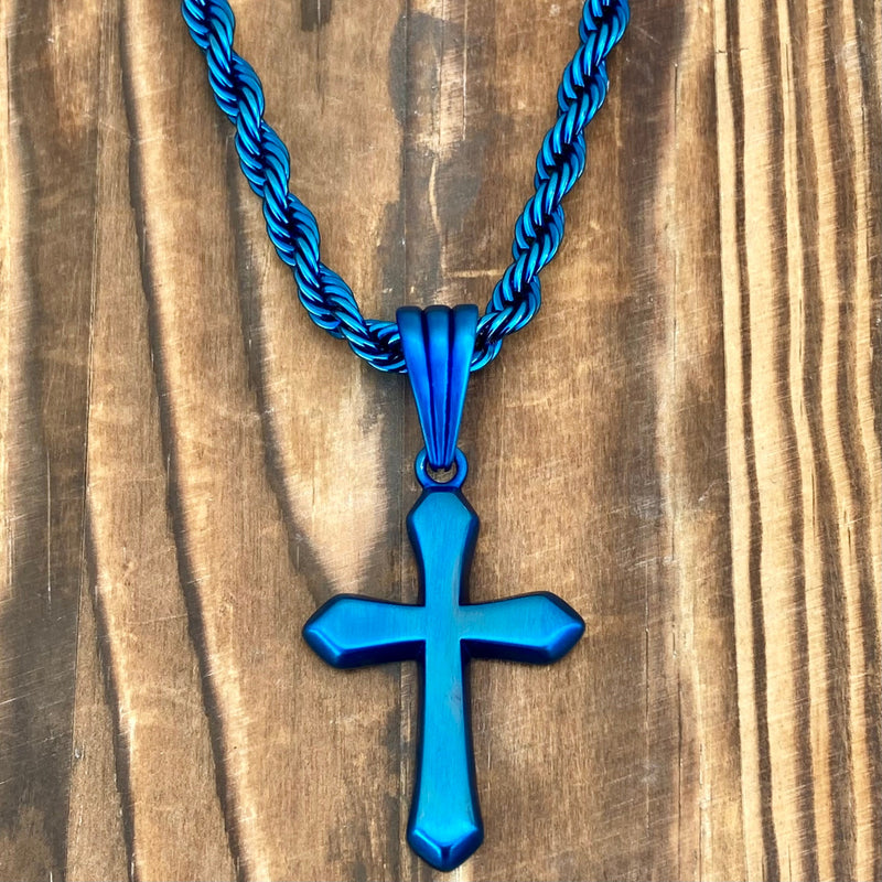 Sanity Jewelry Necklace Sanity's Favorite Cross Small - Blue - Pendant - Necklace - 860C