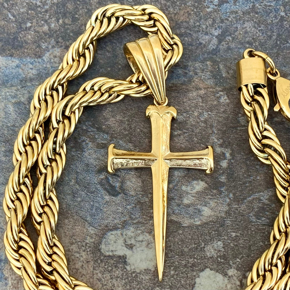 Sanity's Spike Cross - Gold Pendant - Necklace - (310)