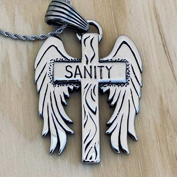 Sanity Jewelry Necklace Sanity Wing Cross Pendant - Rope Necklace or Omega - SK2600