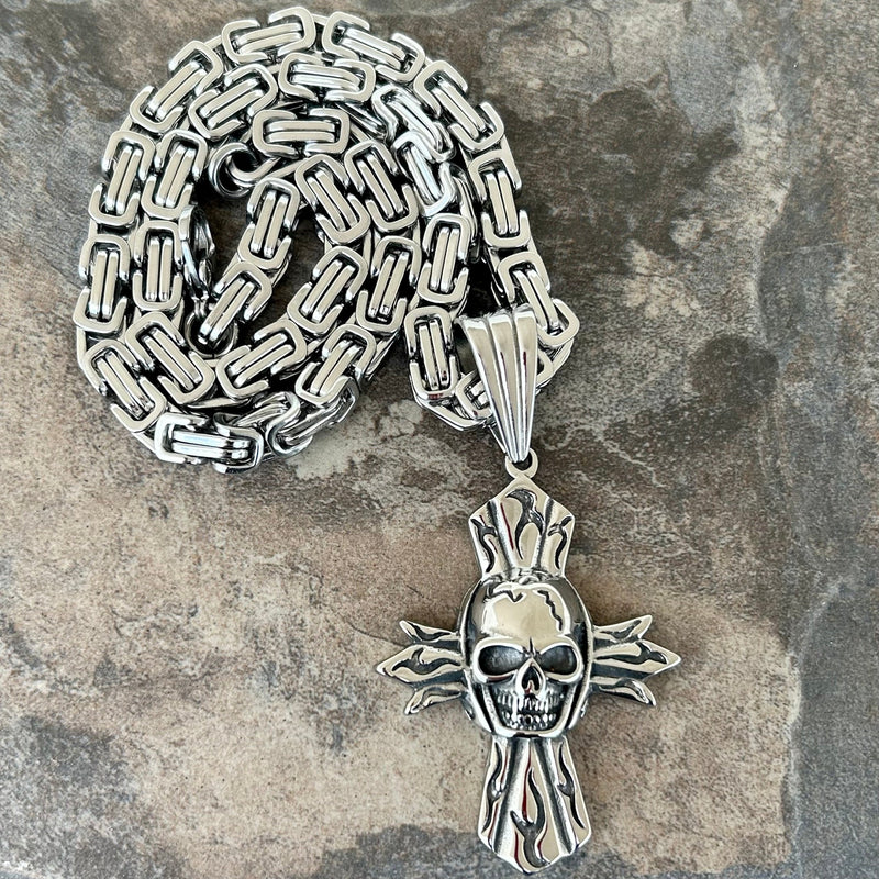 Sanity Jewelry Necklace Skull Cross - Silver Pendant - Necklace (809)