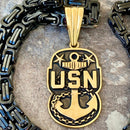 Sanity Jewelry Necklace US Navy 2 Star - Gold - Pendant - Necklace (865)