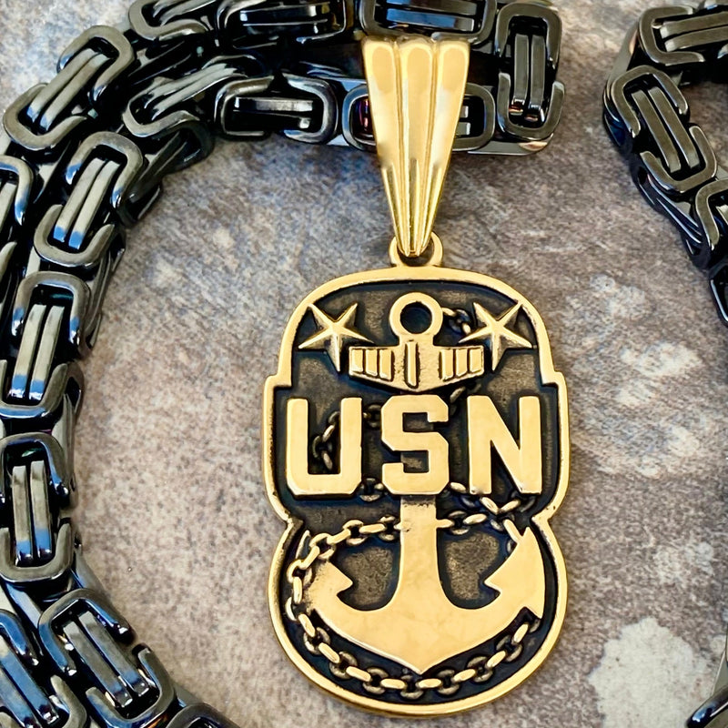 Sanity Jewelry Necklace US Navy 2 Star - Gold - Pendant - Necklace (865)