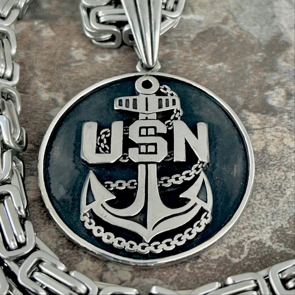 Sanity Jewelry Necklace US Navy Round Pendant - Necklace (771)