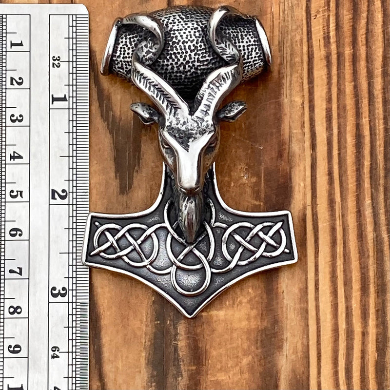 Sanity Jewelry Necklace Viking Hammer Pendant - Large Goat - Necklace - (243)