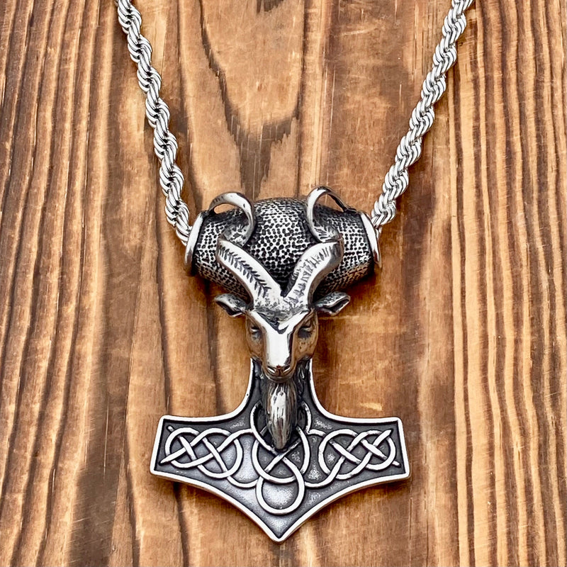 Sanity Jewelry Necklace Viking Hammer Pendant - Large Goat - Necklace - (243)