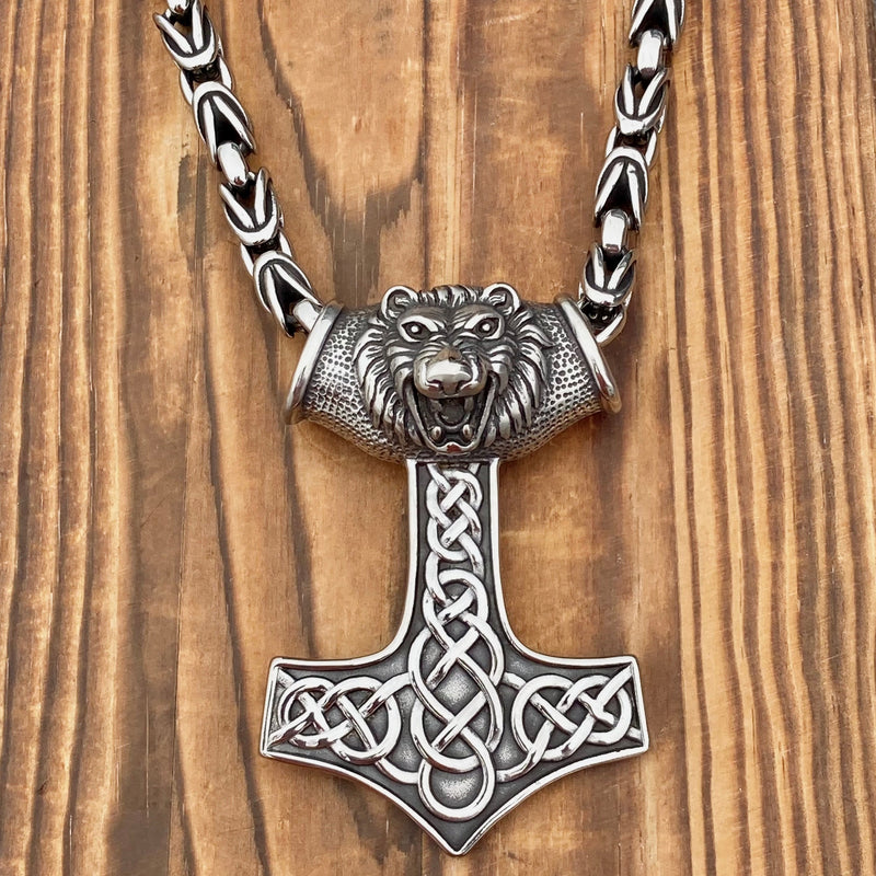 Sanity Jewelry Necklace Viking Hammer Pendant - Large Lion - Necklace (240)