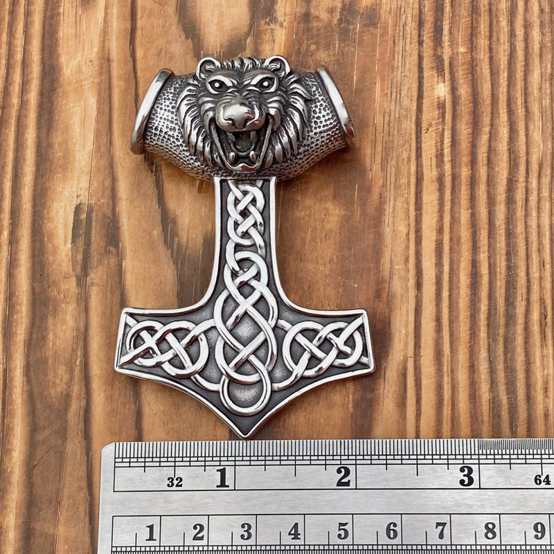 Sanity Jewelry Necklace Viking Hammer Pendant - Large Lion - Necklace (240)