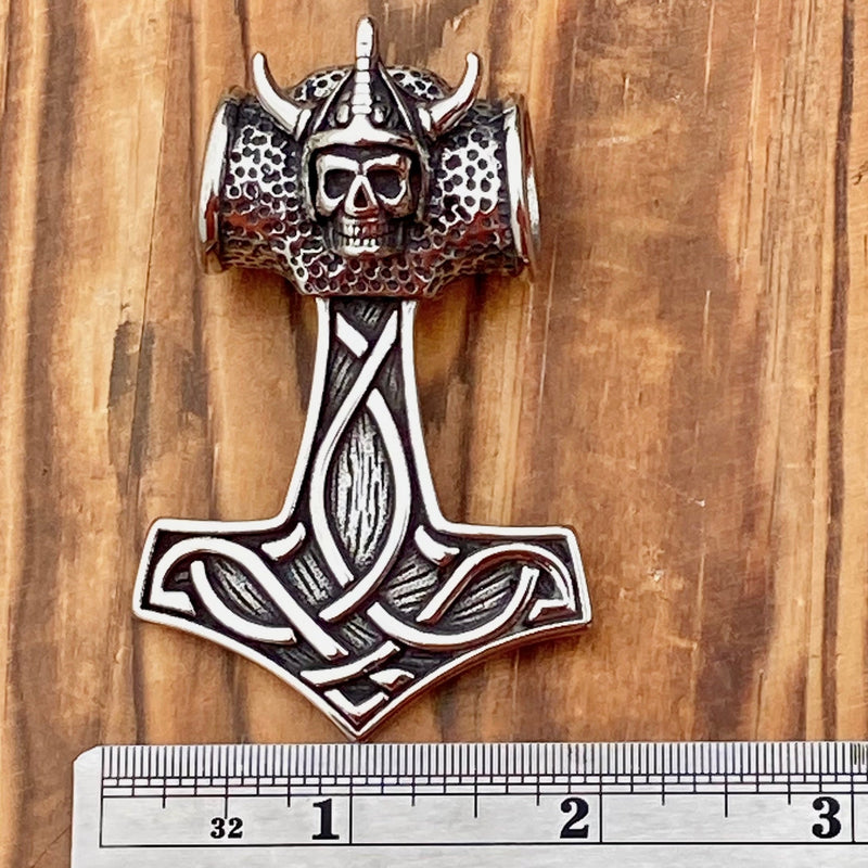 Sanity Jewelry Necklace Viking Hammer Pendant - Large Viking Skull  - Necklace (241)