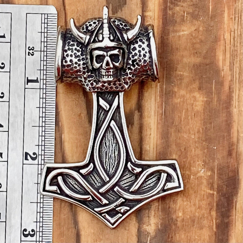 Sanity Jewelry Necklace Viking Hammer Pendant - Large Viking Skull  - Necklace (241)