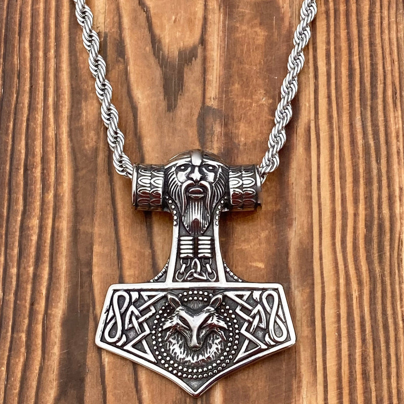 Sanity Jewelry Necklace Viking Hammer Pendant - Large Viking Warrior - Necklace - (244)