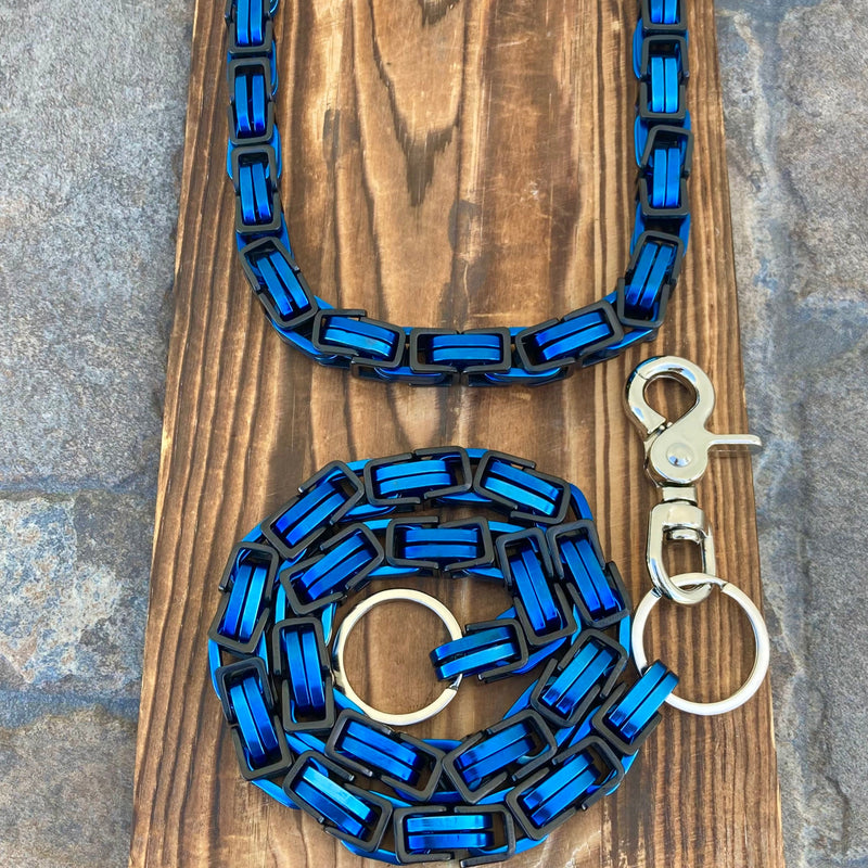 SANITY JEWELRY® Necklace, Wallet Chain 20 inches / 23 inch Bundle Necklace & Wallet Chain Combo - Blue/Black Daytona Road King 3/4"