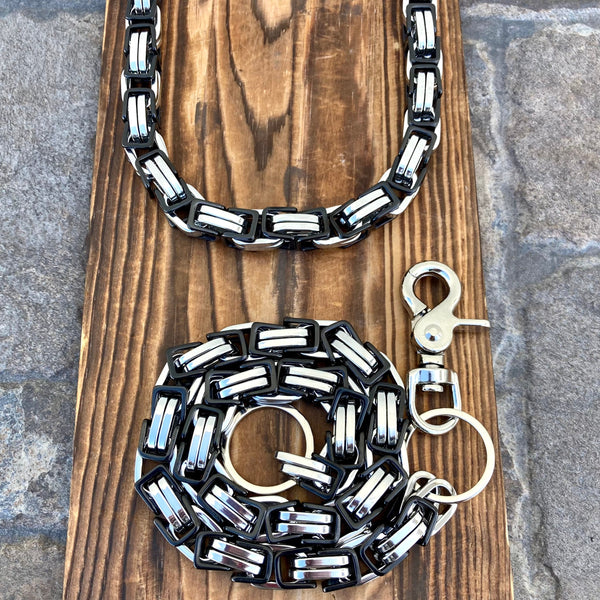 SANITY JEWELRY® Necklace, Wallet Chain 20 inches / 23 inch Bundle Necklace & Wallet Chain Combo - Silver/Black Daytona Road King 3/4"