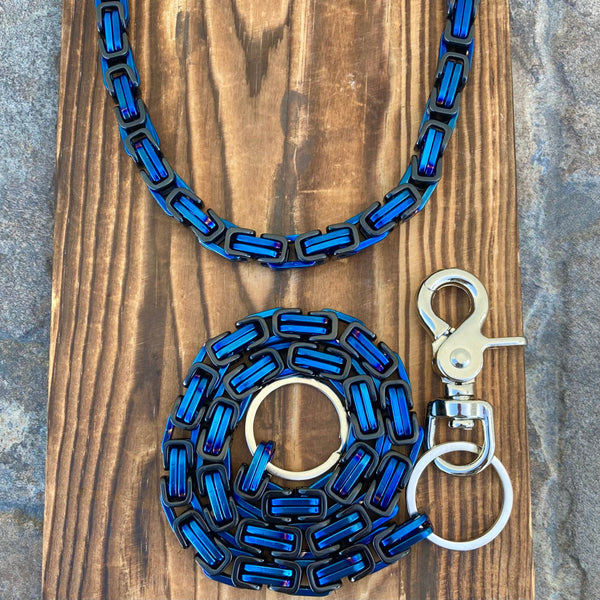 SANITY JEWELRY® Necklace, Wallet Chain 22 inches / 20 inch Bundle Necklace & Wallet Chain Combo - Blue/Black Daytona Heritage 1/2" Wide