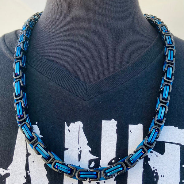 SANITY JEWELRY® Necklace, Wallet Chain Bundle Necklace & Wallet Chain Combo - Blue/Black Daytona Heritage 1/2" Wide