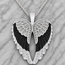 SANITY JEWELRY® Pendant 2mm 16" Angel Heart Wings Pendant - Black & White W/White Stones - Classic - Rope Necklace or Omega - LAP39