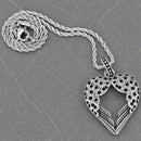 Sanity Jewelry Pendant 2mm 16” Rope Necklace Angel Heart Wings Pendant - Silver W/Black Stones - Rope Necklace or Omega - LAP029