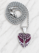 Sanity Jewelry Pendant 2mm 16” Rope Necklace Angel Wing Heart Mini - Pendant - Rope Necklace - Purple W/Purple Stones - SK2617M