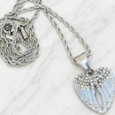 Sanity Jewelry Pendant 2mm 16” Rope Necklace Angel Wing Heart Mini - Pendant - Rope Necklace - White W/Rainbow Stones - SK2539C