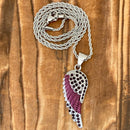 Sanity Jewelry Pendant 2mm 16” Rope Necklace Angel Wing - Pendant - Rope Necklace - Purple W/Purple Stones - SK2619C