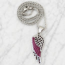 Sanity Jewelry Pendant 2mm 16” Rope Necklace Angel Wing - Pendant - Rope Necklace - Purple W/Purple Stones - SK2619C