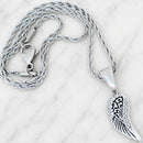 Sanity Jewelry Pendant 2mm 16” Rope Necklace Angel Wings Mini - Pendant - Rope Necklace - Silver W/White Stones - SK2235