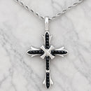 Sanity Jewelry Pendant 2mm 16” Rope Necklace Bling Cross - Black Stone - Pendant - Rope Necklace - SK2605