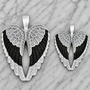 SANITY JEWELRY® Pendant Angel Heart Wings Pendant - Black & White W/White Stones - Custom - Rope Necklace - LAP40