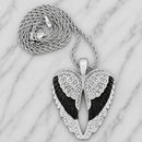 SANITY JEWELRY® Pendant Angel Heart Wings Pendant - Black & White W/White Stones - Custom - Rope Necklace - LAP40