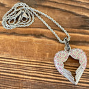 Sanity Jewelry Pendant Angel Heart Wings Pendant - Bling Wings Pink Stone - Rope Necklace or Omega - LAP031
