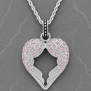 Sanity Jewelry Pendant Angel Heart Wings Pendant - Silver W/Pink Stone - Rope Necklace or Omega - LAP031
